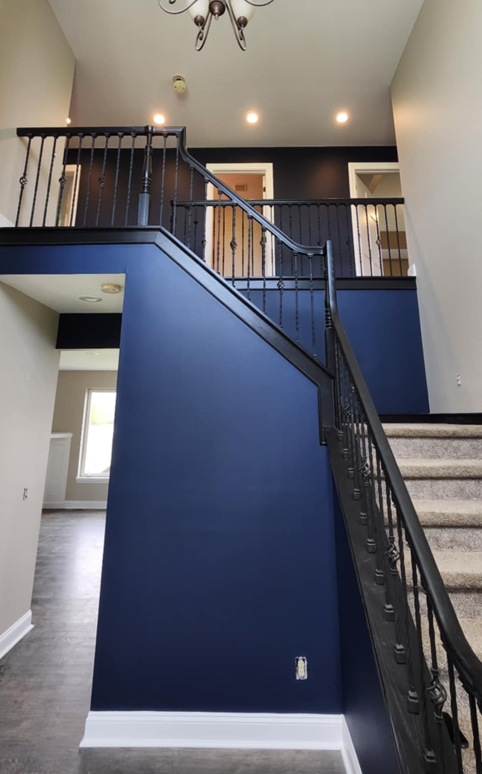 Stairway Transformed by navy paint